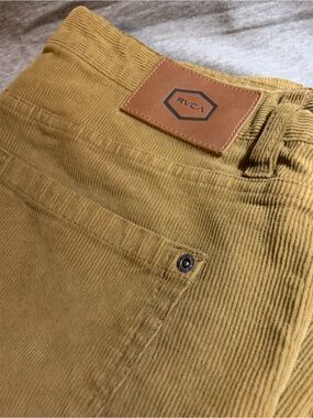 RVCA Daggers Fit Brown Corduroy Pants Mens 32 Slim Stretch Tan